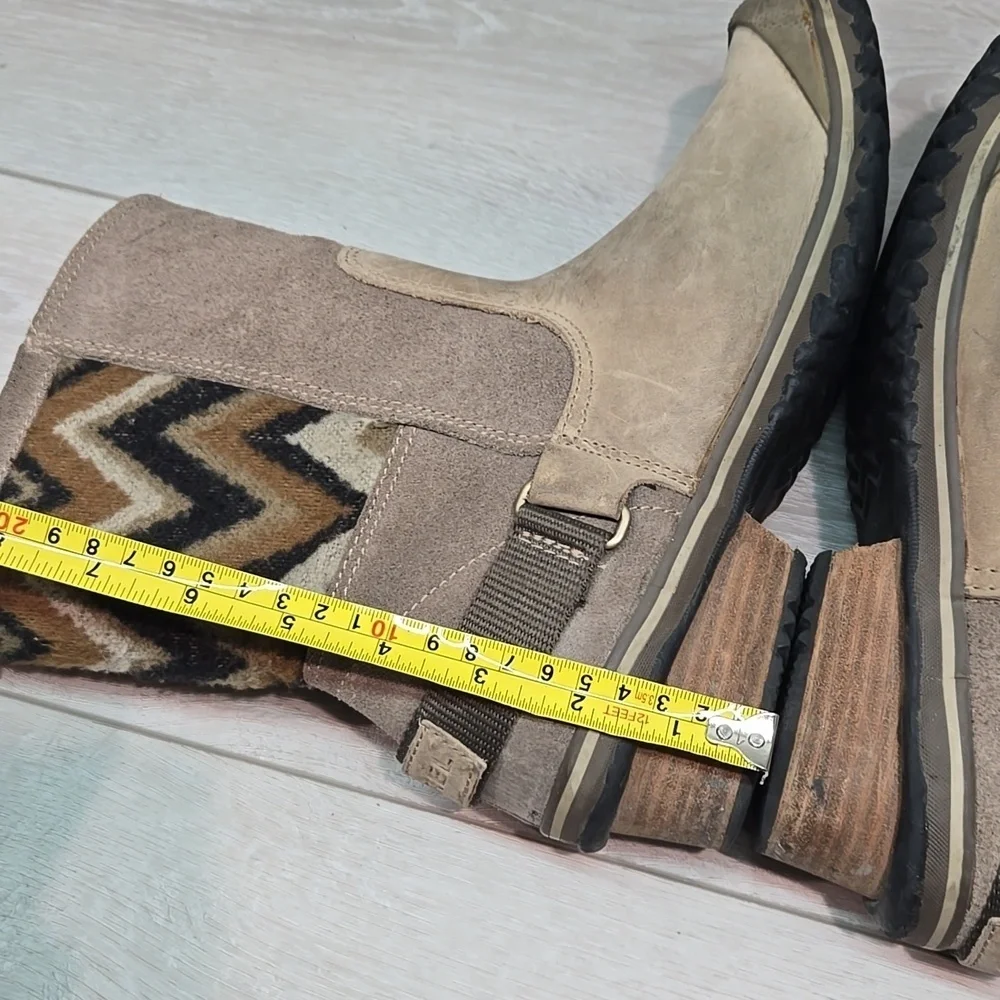 Sorel Women's Ankle Leather Rubber Tan&Brown Boots Shoes Sz 9